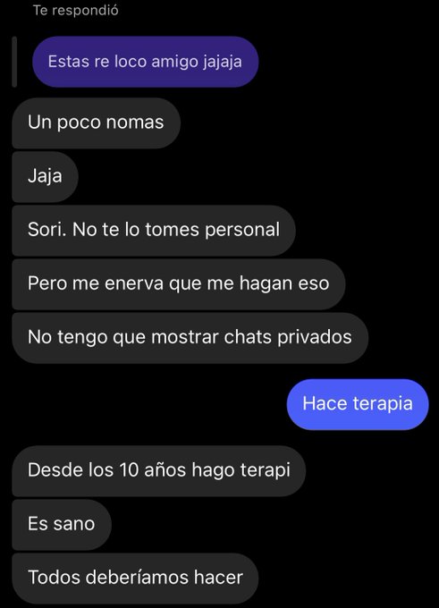 La respuesta del joven viral, luego de haber mostrado los supuestos chats.