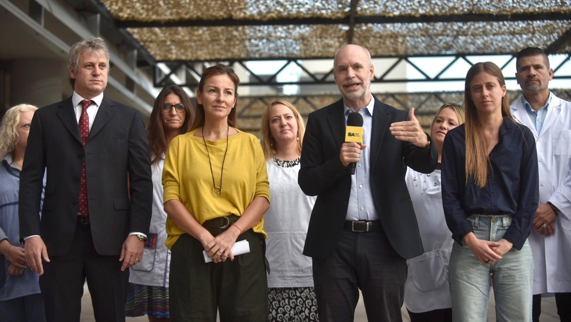 Horacio Rodríguez Larreta encabezó una conferencia de prensa en la que se mostró junto a Soledad Acuña (Gentileza Gobierno porteño).