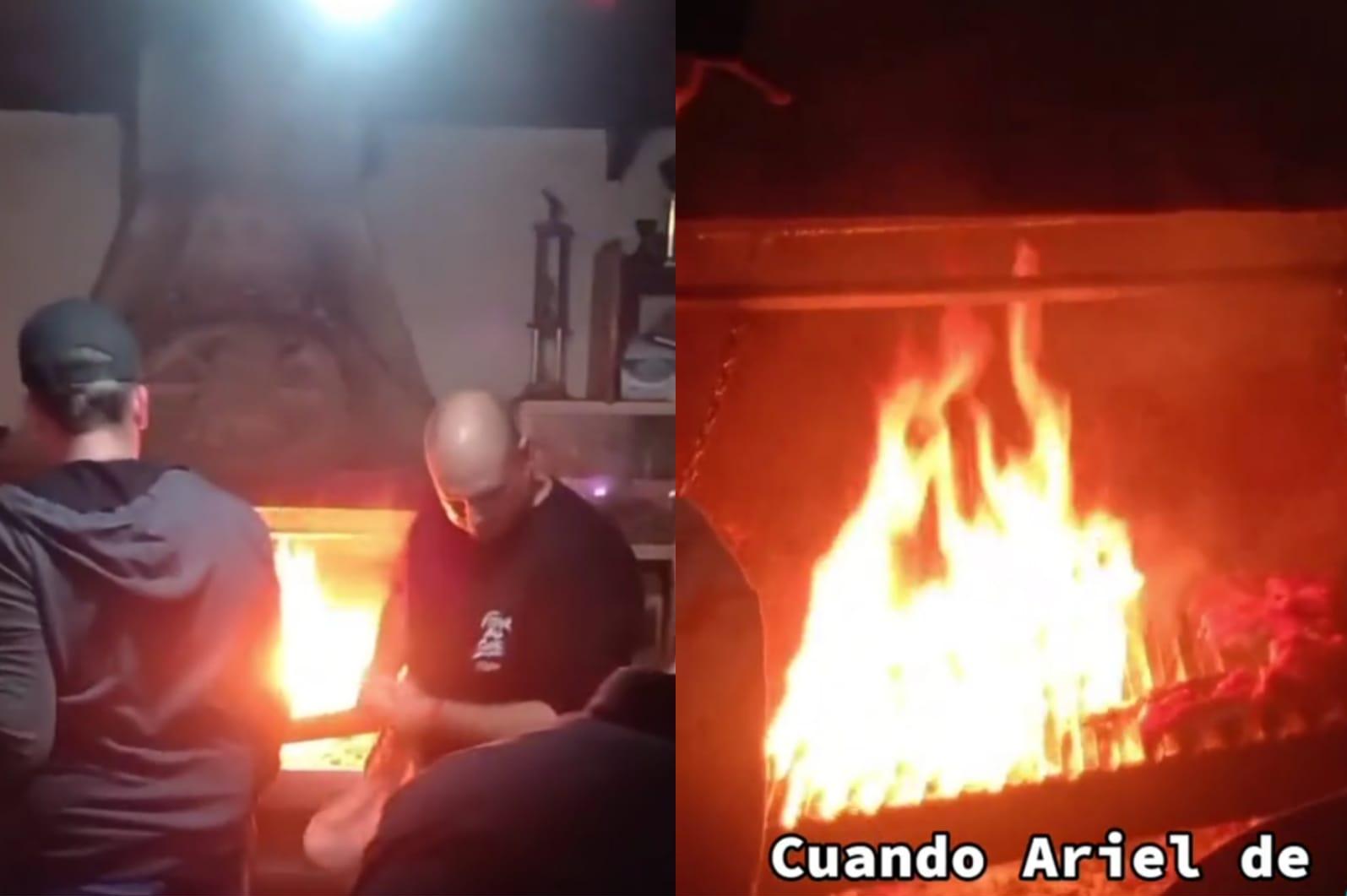 A Ariel de   <a href='https://www.cronica.com.ar/tags/Gran Hermano'>Gran Hermano</a> se le prendió fuego el asado (Imagen TikTok: @BirBirBiir)