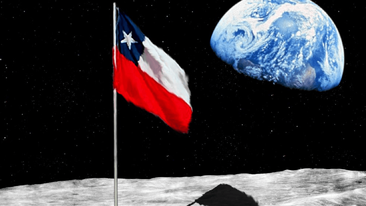 Bandera de Chile en la Luna (Gentileza: Astronáutica Chile).