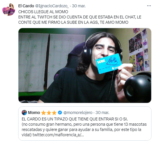 Pibe que busca entrar a   <a href='https://www.cronica.com.ar/tags/Gran Hermano'>Gran Hermano</a> 2023 y realizó un casting que es viral (Twitter/@IgnacioCardozo_).