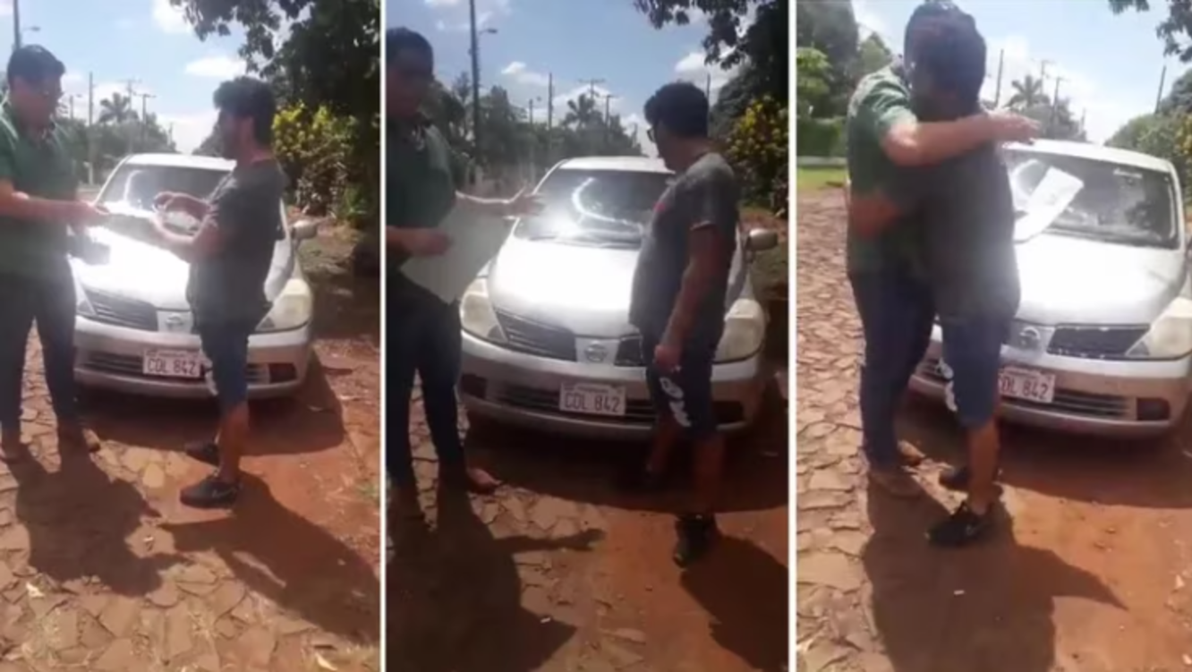 La secuencia del gesto ejemplar ocurrido en Paraguay (Captura de video).