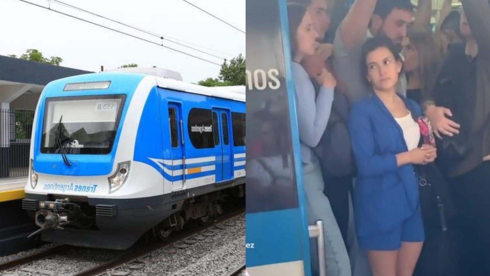 La mujer se volvió viral en TikTok por sus gestos al tomar el tren.