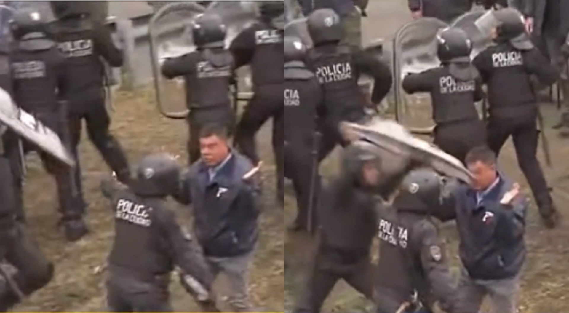 El momento de la agresión tomada por las cámaras de televisión.