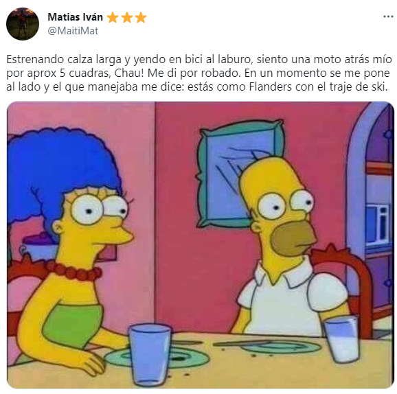 El tuit viral del ciclista que fue comparado con 'Ned Flanders' de   <a href='https://www.cronica.com.ar/tags/Los Simpson'>Los Simpson</a>.