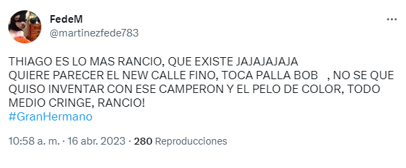 Fuerte grieta en las redes tras el cambio de look de Thiago de Gran Hermano.