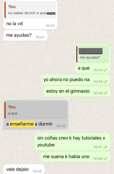 El chat de una indirecta que es viral en Twitter.