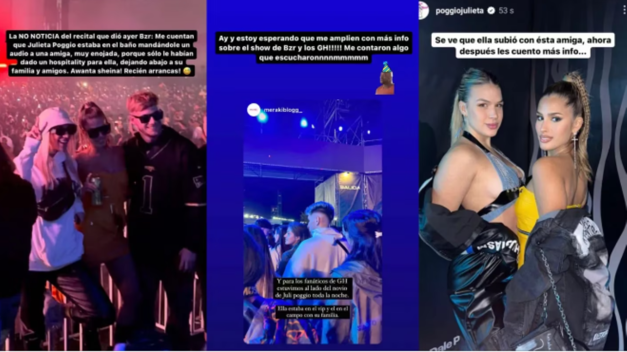 Julieta Poggio no pudo hacer que su familia y amigos ingresaran con ella al VIP del concierto de Bizarrap (instagram/@gossipeame).