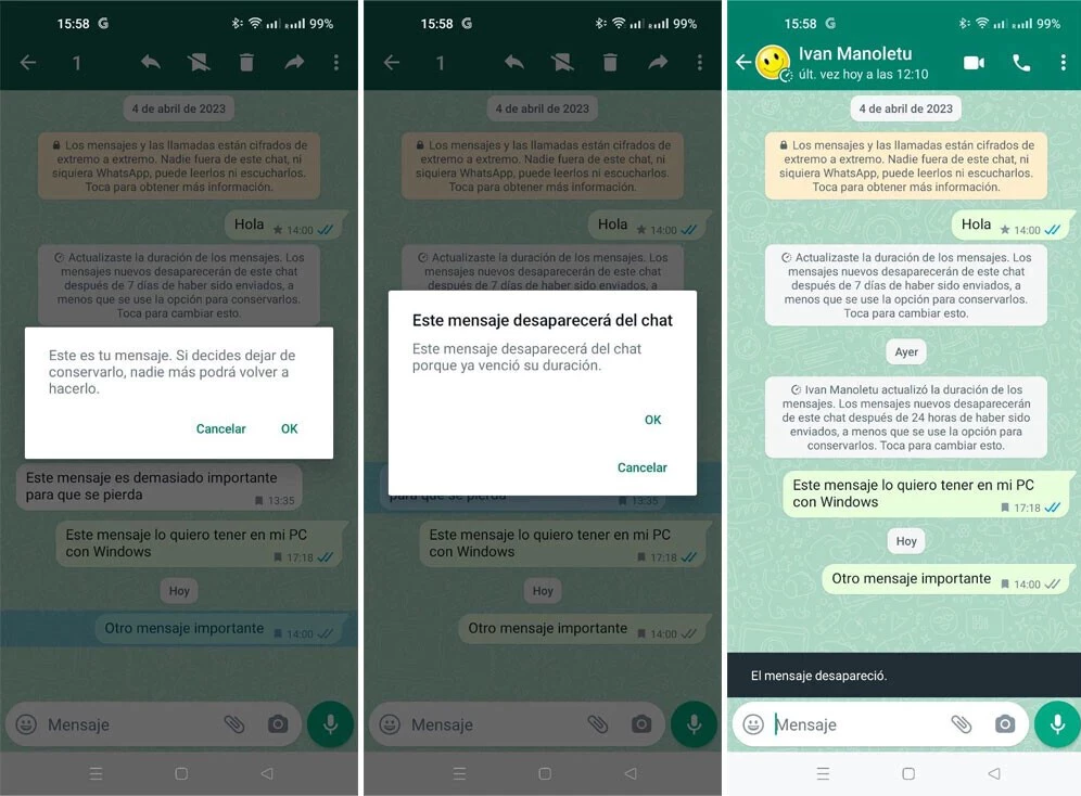 Así se podrán resguardar mensajes temporales en   <a href='https://www.cronica.com.ar/tags/WhatsApp'>WhatsApp</a> (Imagen: Xataka).