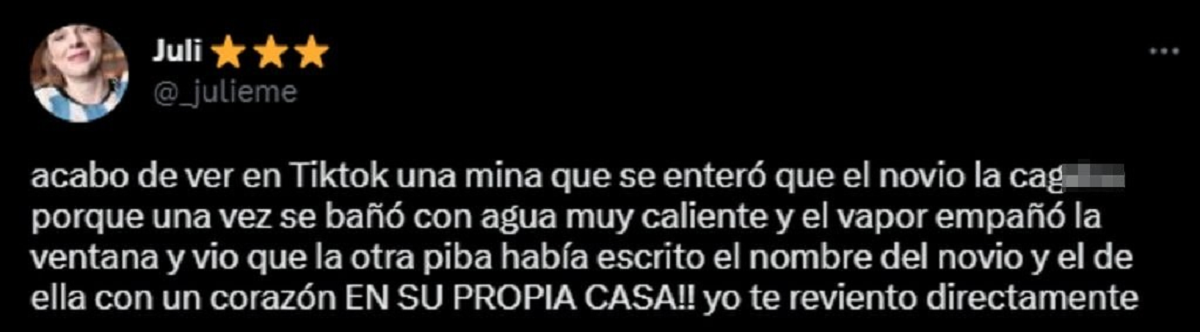 El tuit de la joven que contó la secuencia en Twitter.