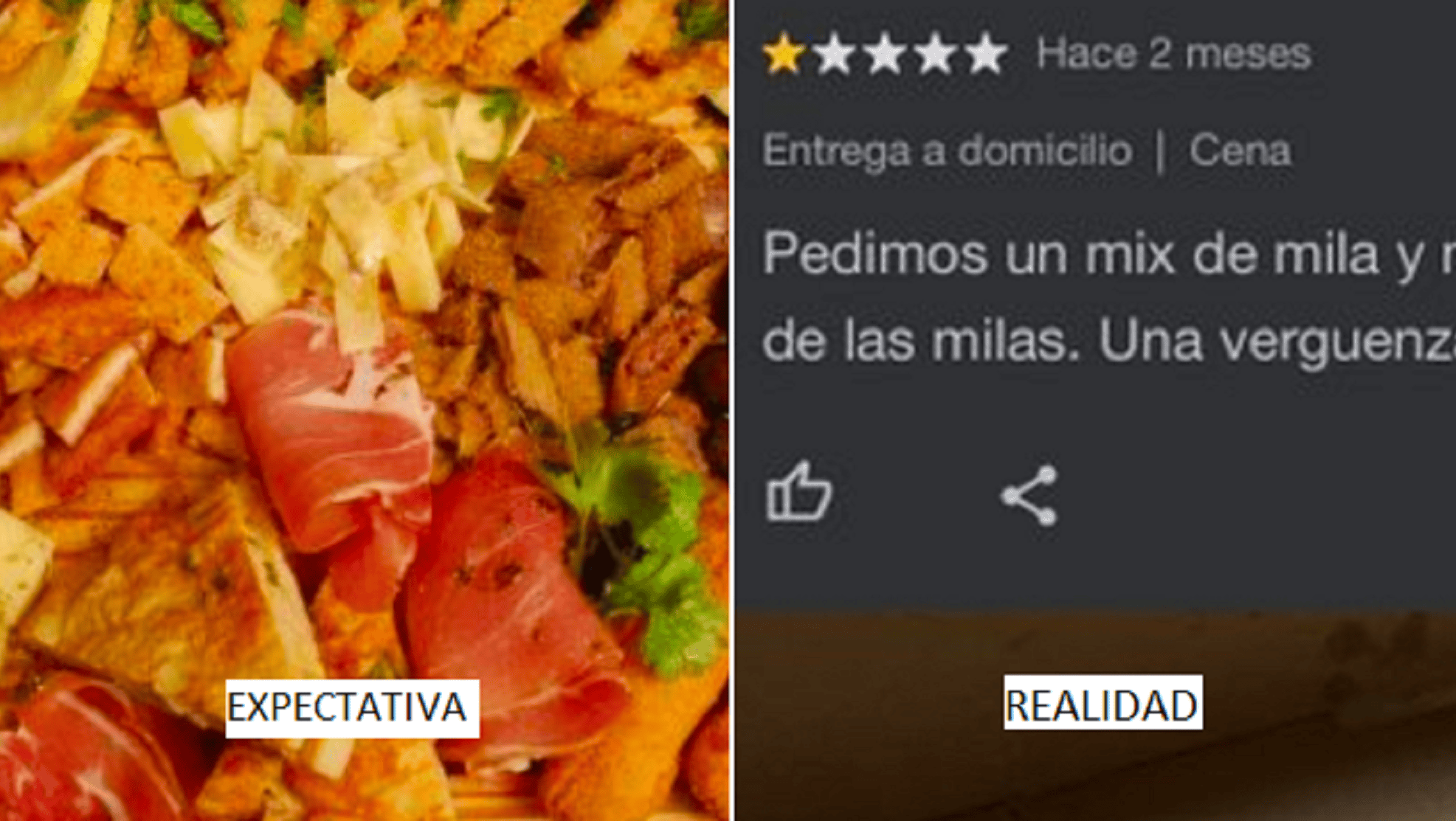 Pidió un “mix de milanesas” por delivery y le llegó algo tristísimo: “Es una joda para VideoMatch”.