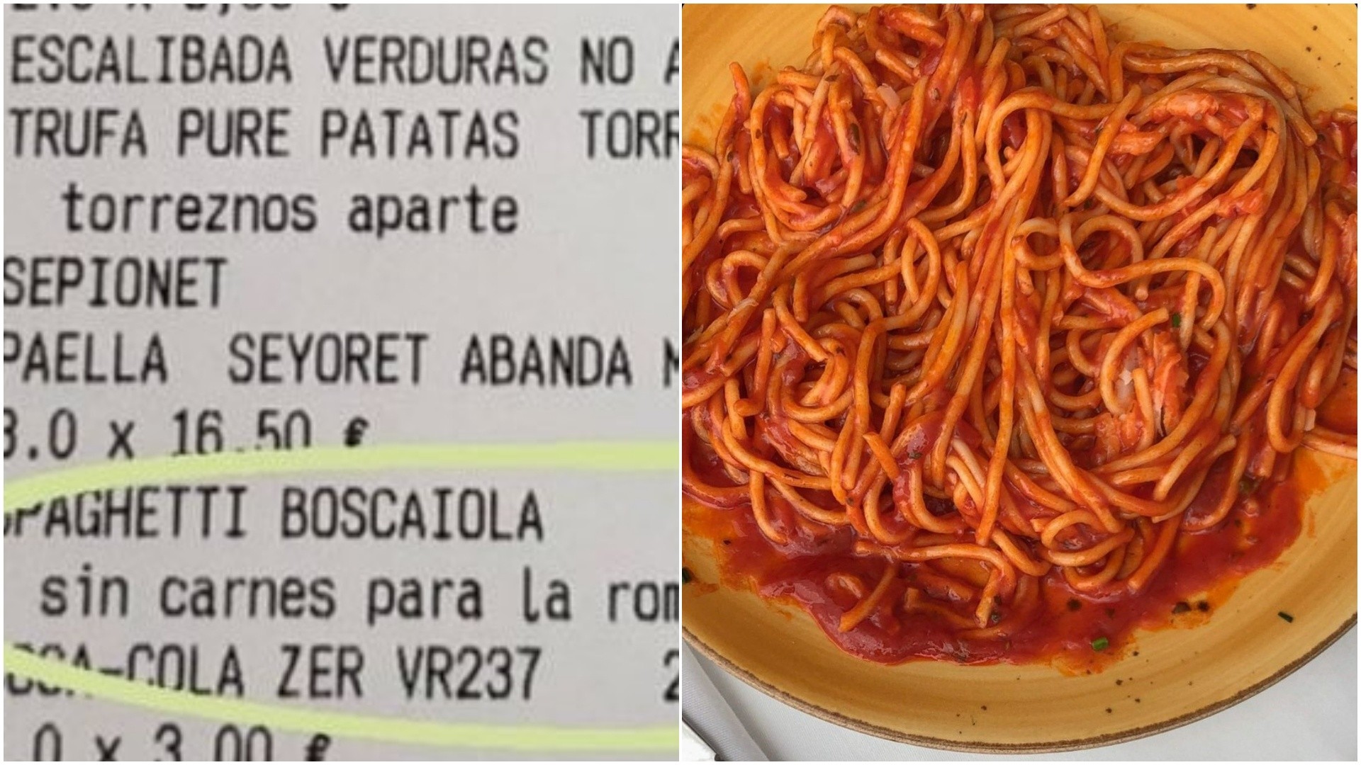 Un ticket indignó a una pareja de comensales y es viral (Twitter/@soycamarero).