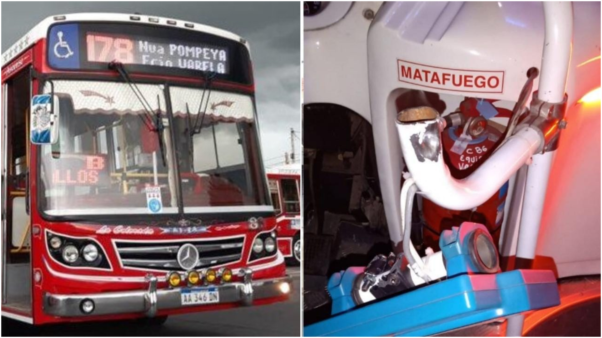 Un disparo impactó cerca de la zona de matafuegos del colectivo.