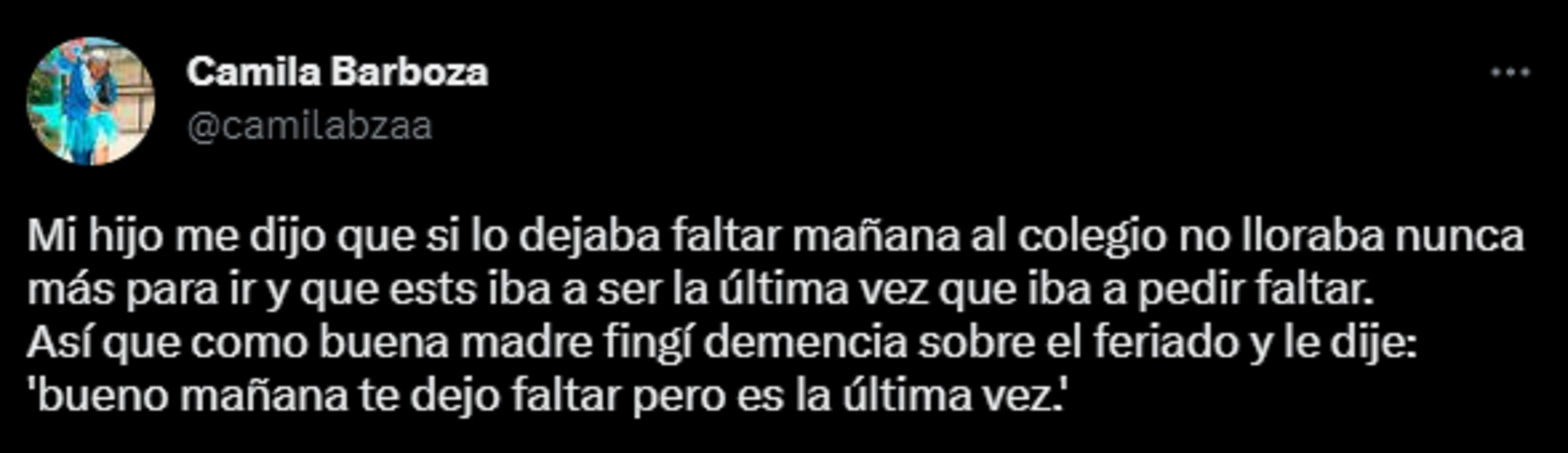 El tuit viral de la mujer que 'engañó' a su hijo respecto a faltar al colegio.