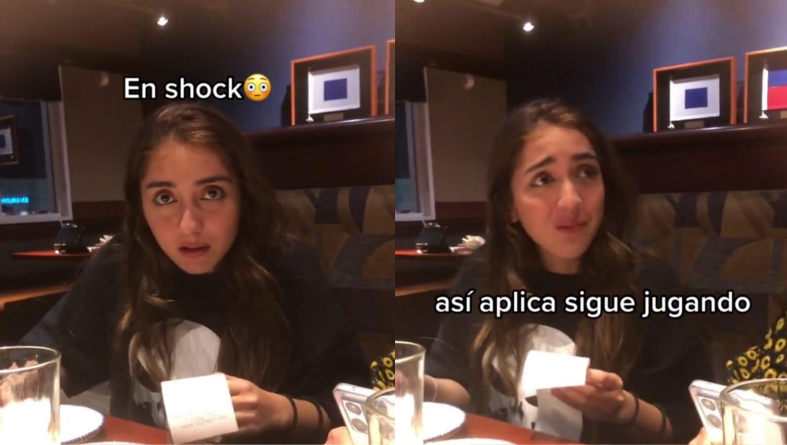 La cara de la chica tras recibir la cuenta la volvió viral en   <a href='https://www.cronica.com.ar/tags/TikTok'>TikTok</a>.