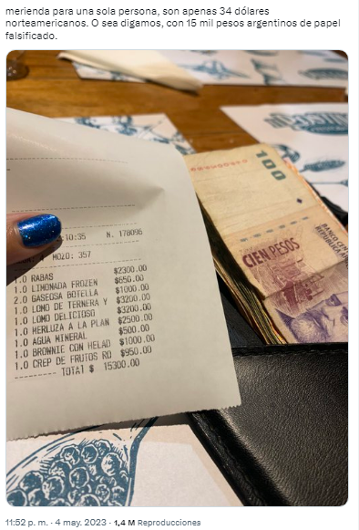 Joven mostró el ticket de su merienda y es viral (Twitter/@berrettasofi).