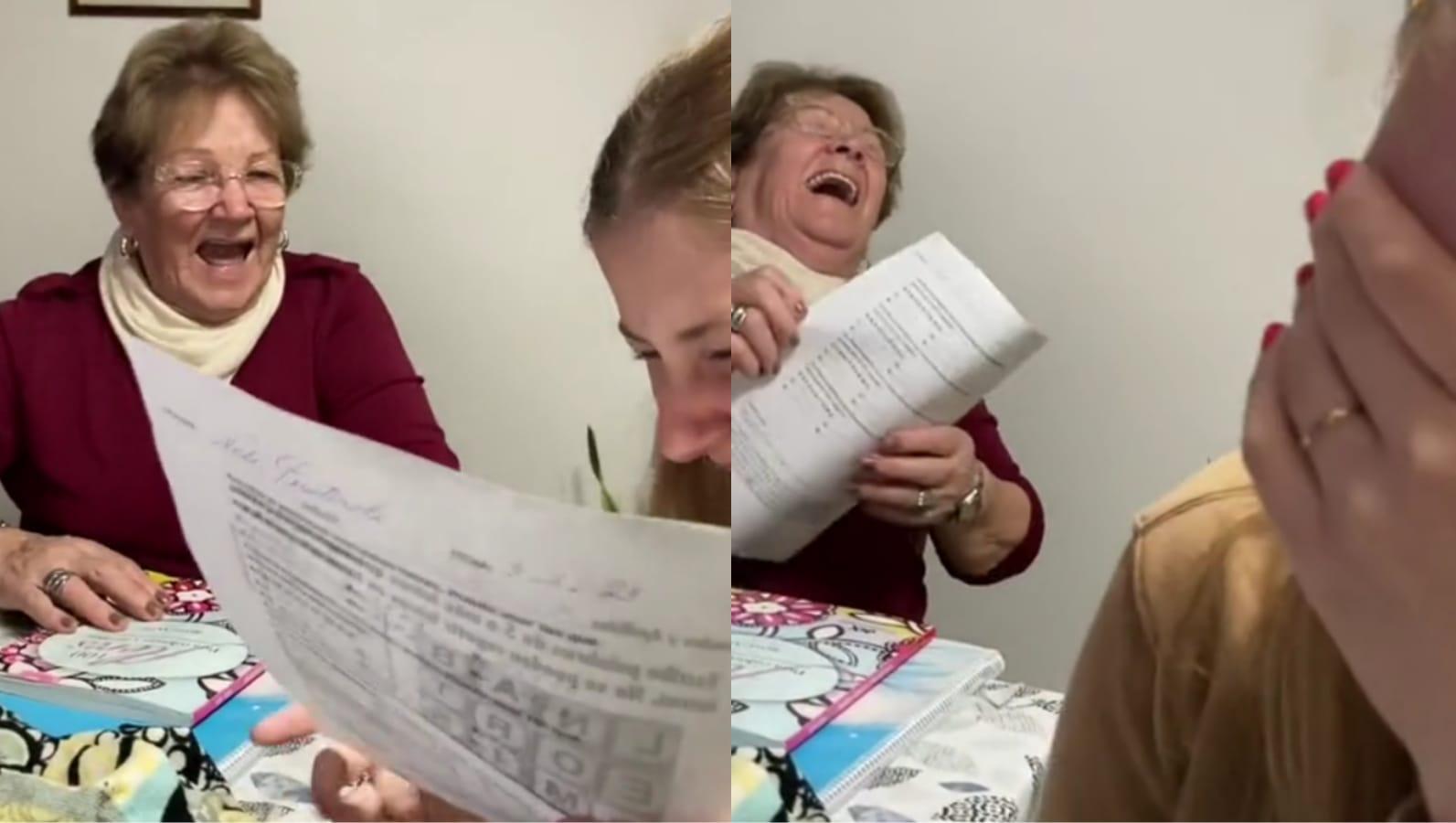 Tras darse cuenta del error, la abuela y sus nietas estallaron de risa (  <a href='https://www.cronica.com.ar/tags/TikTok'>TikTok</a>/@vickifalabella1).