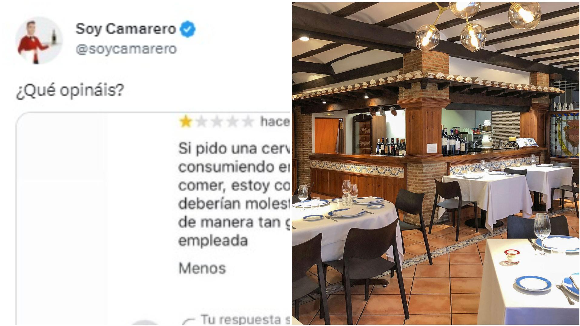 Dejó una reseña insólita contra un restaurante y la gran mayoría de los tuiteros lo liquidaron (Twitter/@soycamarero).