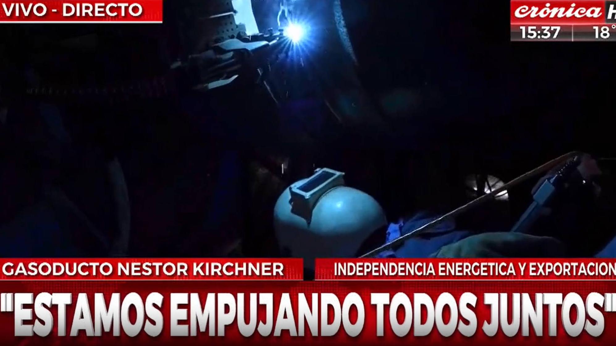 Así fue la última soldadura al Gasoducto Néstor Kirchner.