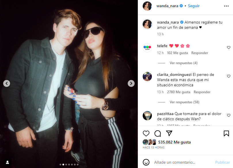 La foto junto a Marcos Ginocchio que Wanda Nara compartió en su cuenta de Instagram.