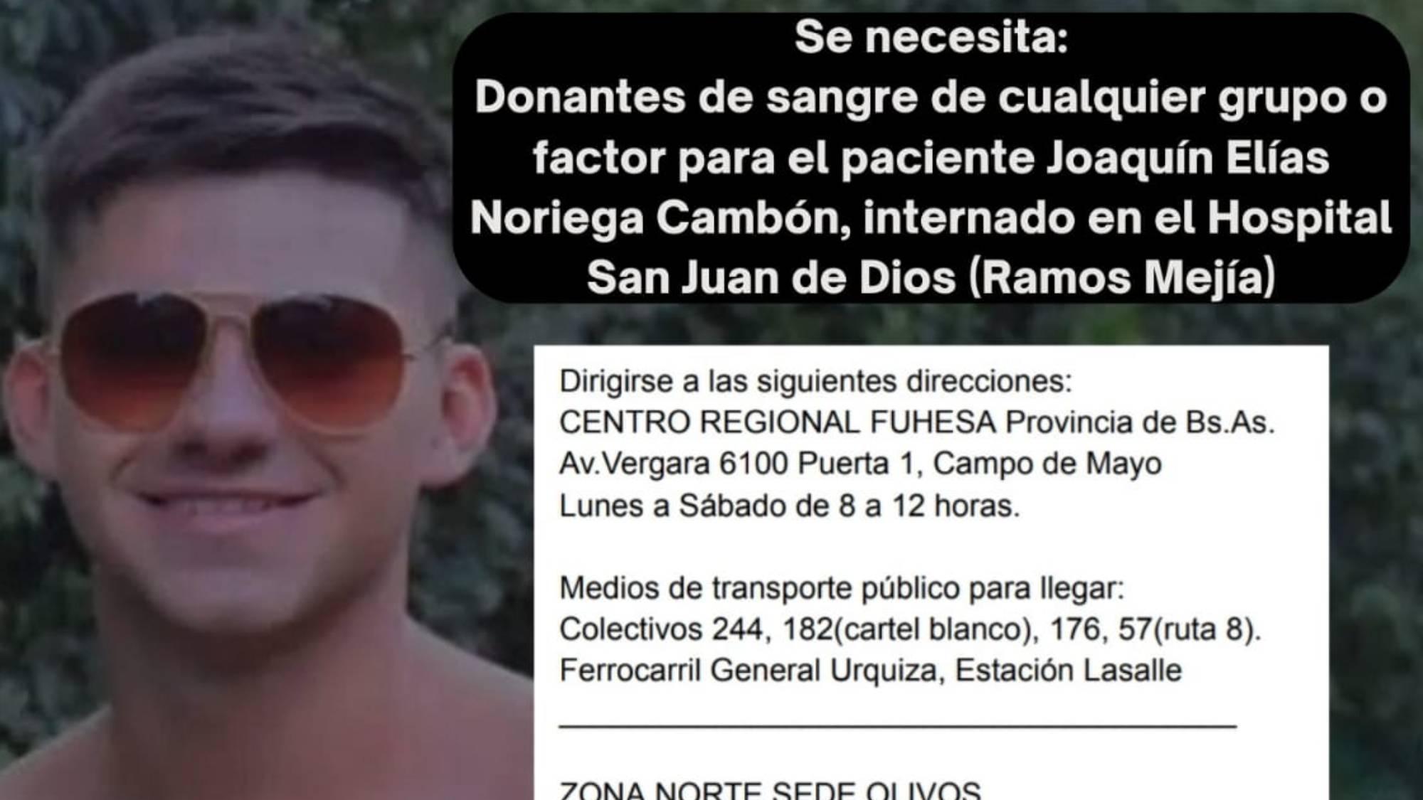 Solidaridad: todos podemos ayudar a Joaquín, joven que necesita dadores de sangre.