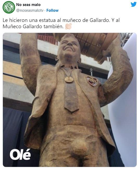 Reacción de los usuarios de las redes a la estatua de River en homenaje a Marcelo Gallardo (Twitter/@noseasmalotv).