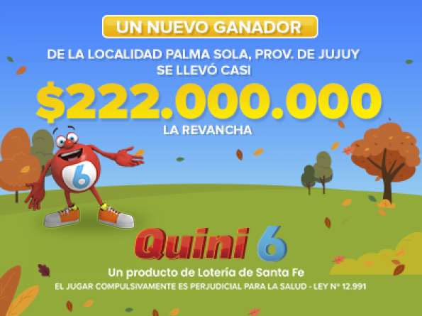 Ganador del   <a href='https://www.cronica.com.ar/tags/Quini 6'>Quini 6</a> es oriundo de Jujuy (  <a href='https://www.cronica.com.ar/tags/Lotería de Santa Fe'>Lotería de Santa Fe</a>).