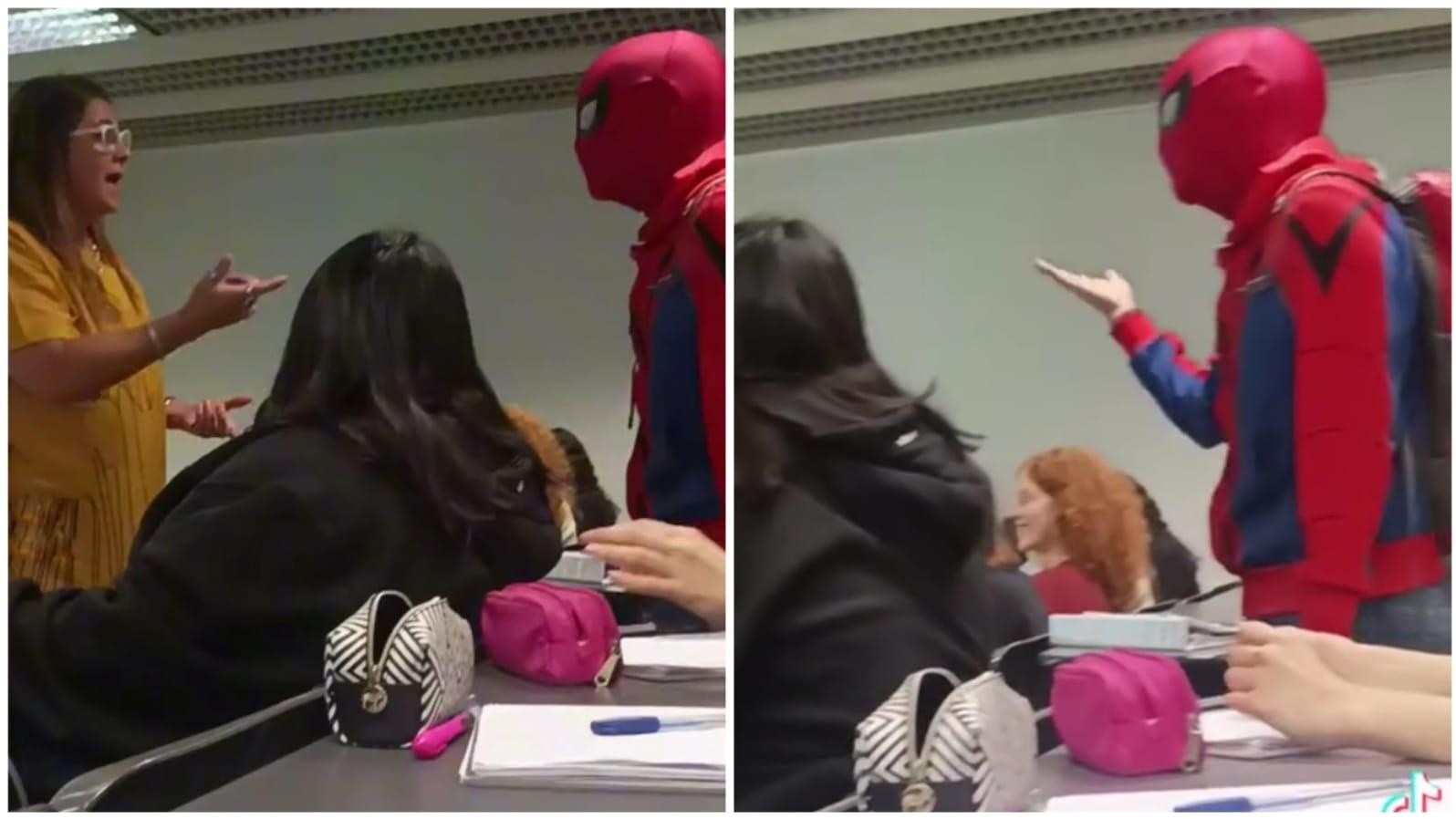 Estudiante fue a la universidad vestido como el Hombre Araña, se volvió viral en TikTok y recibió un insólito pedido por parte de su profesora.