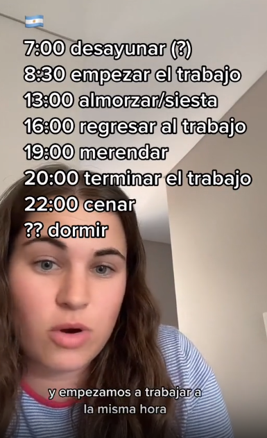 Una estadounidense que vive en Argentina es viral por su explicación de la cena vespertina (  <a href='https://www.cronica.com.ar/tags/TikTok'>TikTok</a>/@katie.en.argentina).