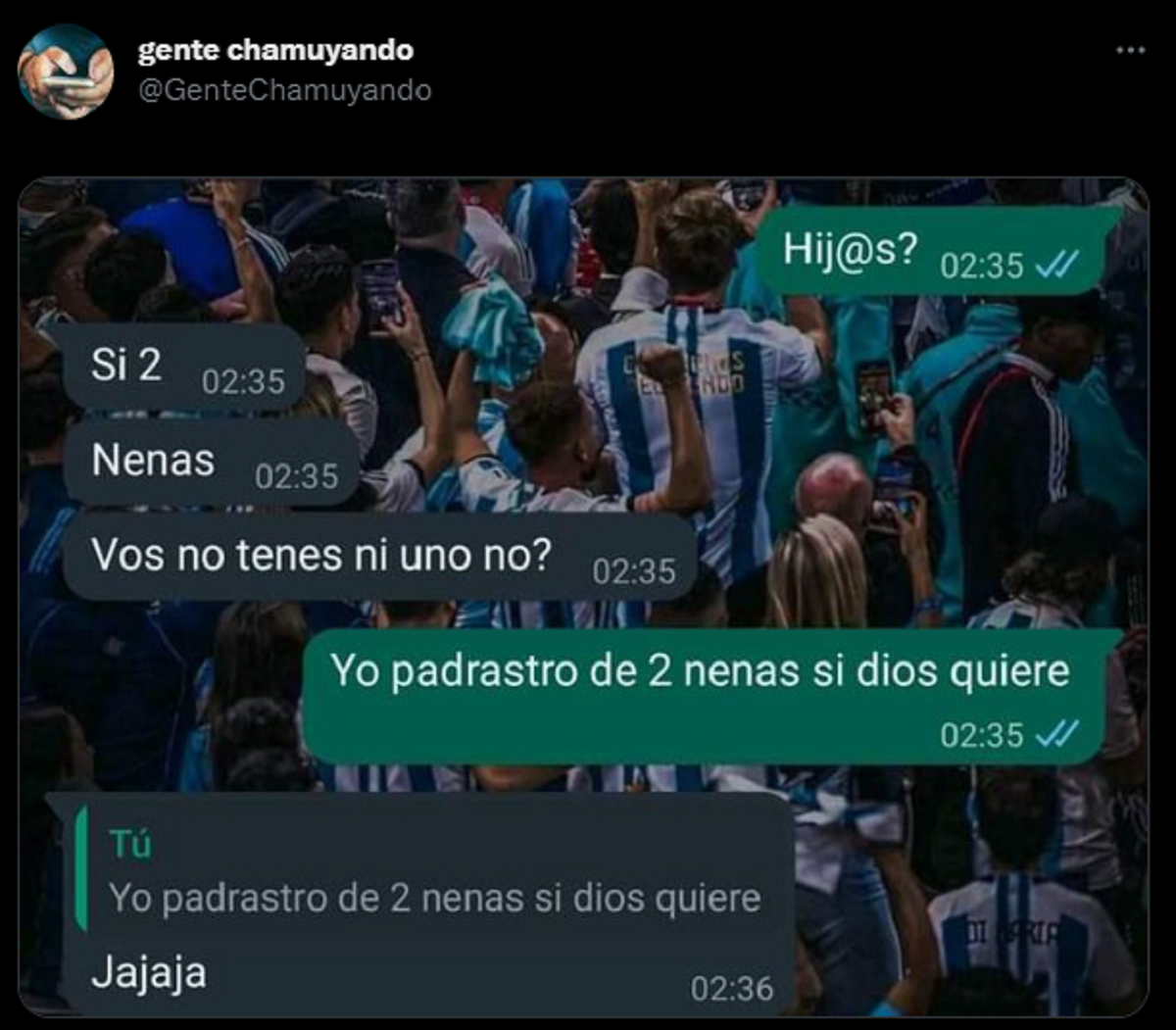 La conversación del hombre con la mujer.