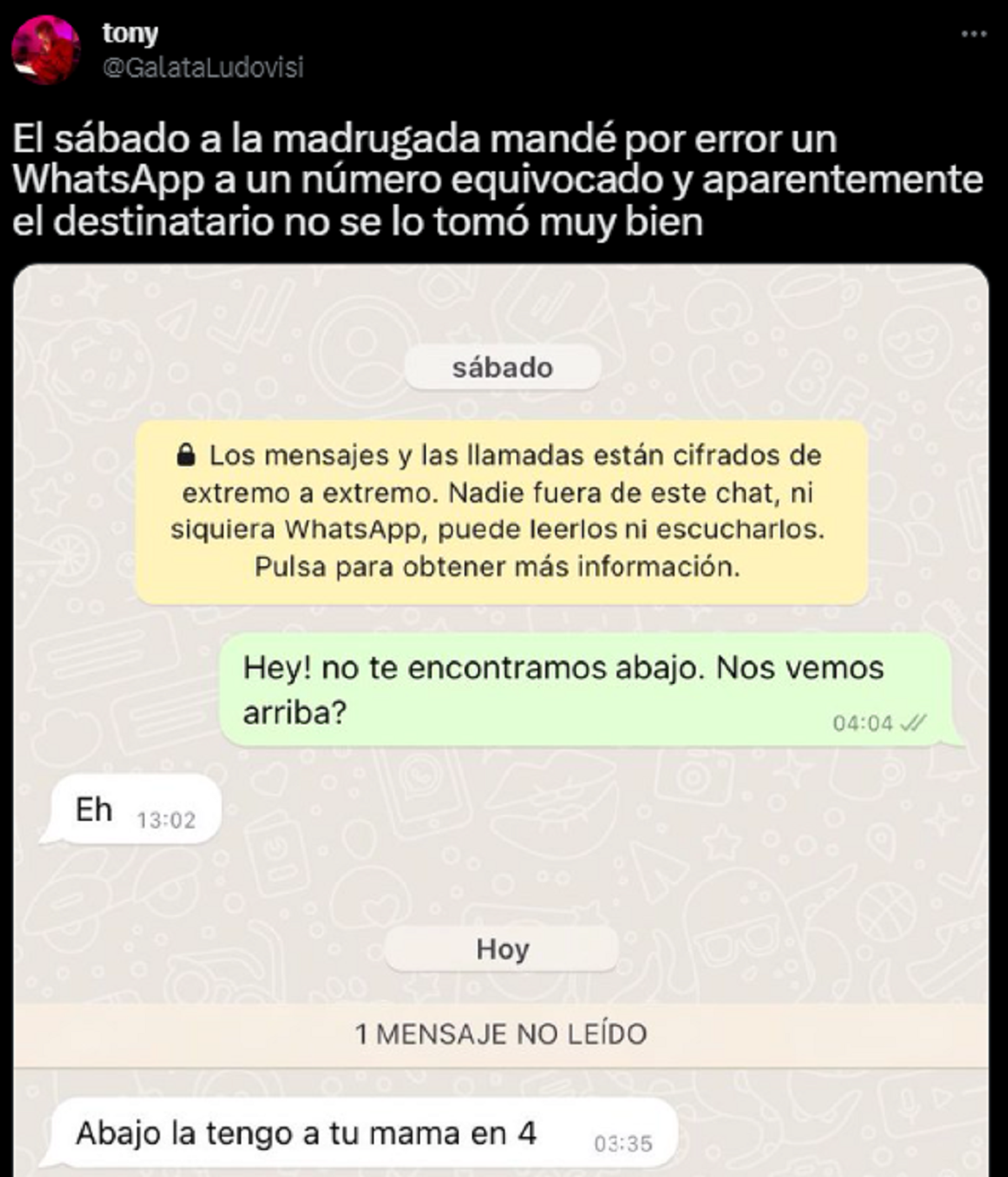 La conversación viral entre el usuario y alguien desconocido.