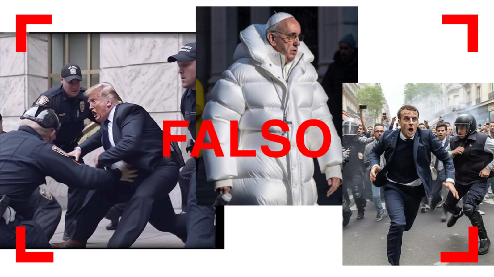 Donald Trump, el papa Francisco y Emmanuel Macron, protagonistas de fotos que se presentaron como reales, pero no lo eran.