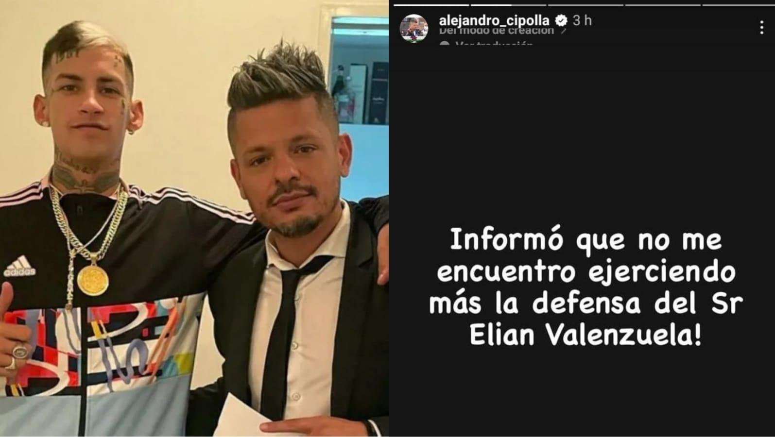 En las últimas horas, la familia de L-Gante decidió apartar a Alejandro Cipolla de la defensa del cantante. Así lo comunicó el abogado en redes sociales.