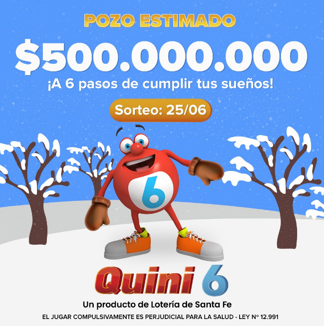 El pozo para el próximo sorteo del   <a href='https://www.cronica.com.ar/tags/Quini 6'>Quini 6</a> (  <a href='https://www.cronica.com.ar/tags/Lotería de Santa Fe'>Lotería de Santa Fe</a>).