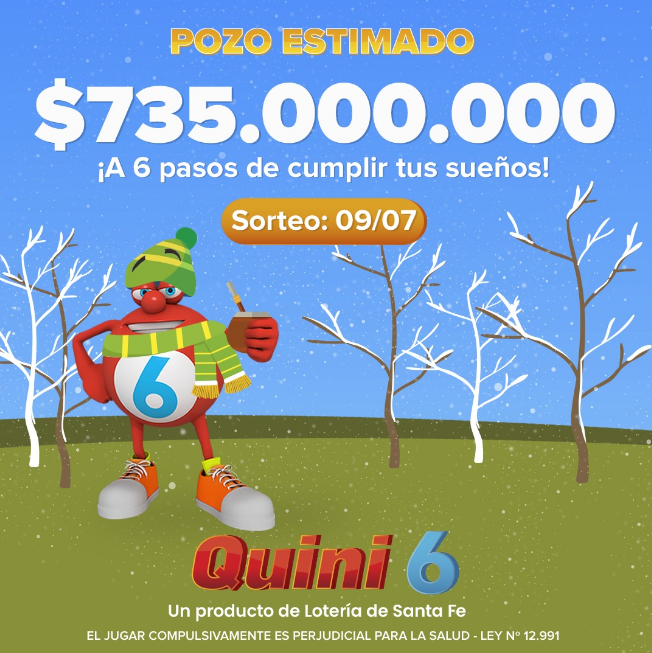 El   <a href='https://www.cronica.com.ar/tags/Quini 6'>Quini 6</a> acumula un pozo de más de 700 millones de pesos (  <a href='https://www.cronica.com.ar/tags/Lotería de Santa Fe'>Lotería de Santa Fe</a>).