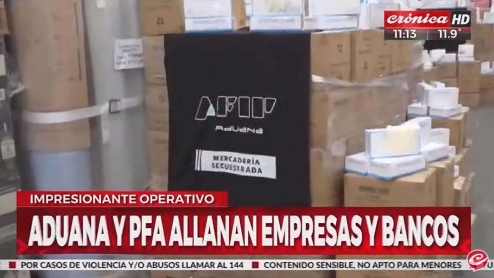 La Aduana y la Policía Federal realizan un importante operativo este lunes en el microcentro porteño (Captura de pantalla).