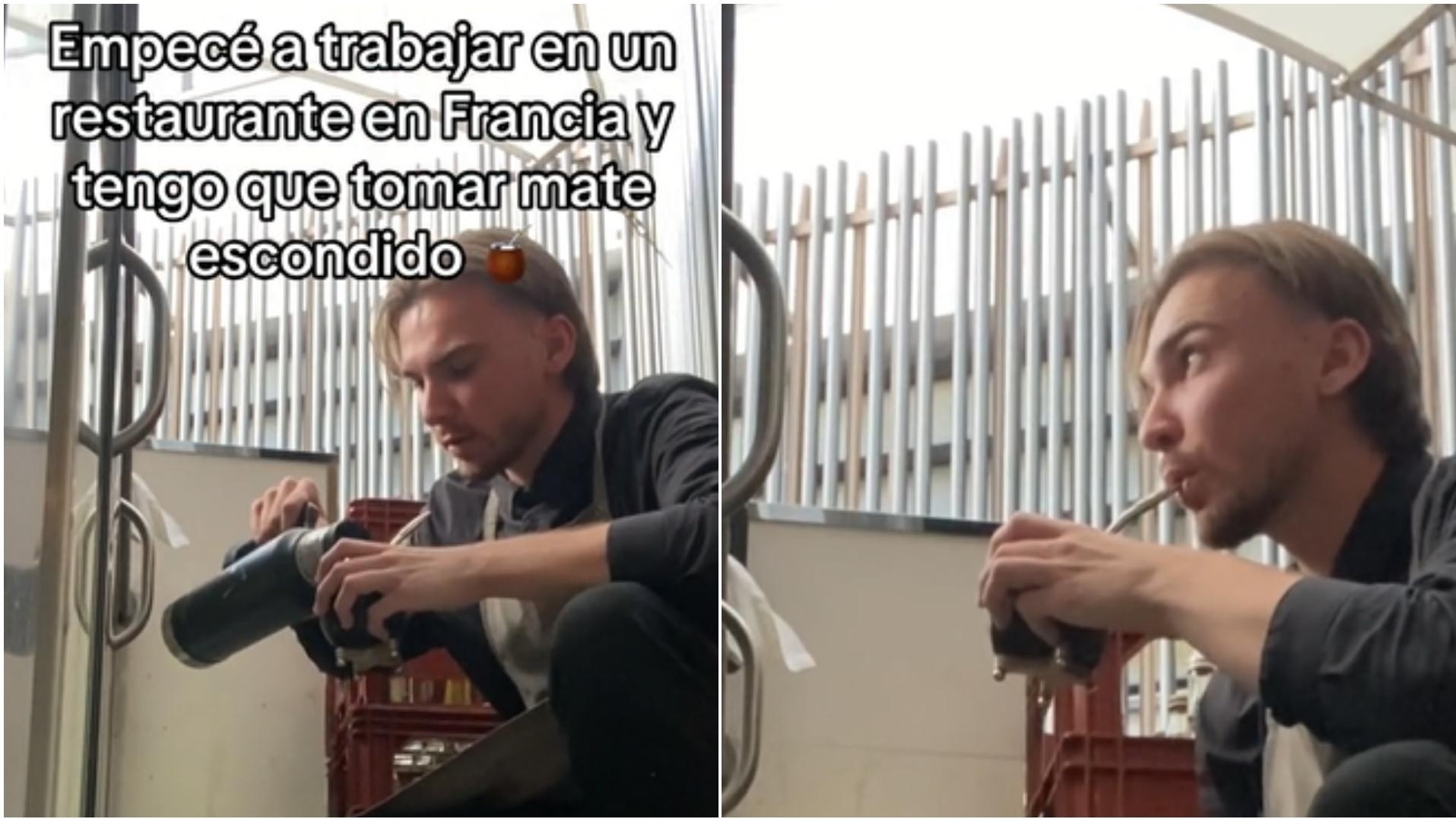 Un francés es fanático del mate y tiene que tomarlo a escondidas en su trabajo.