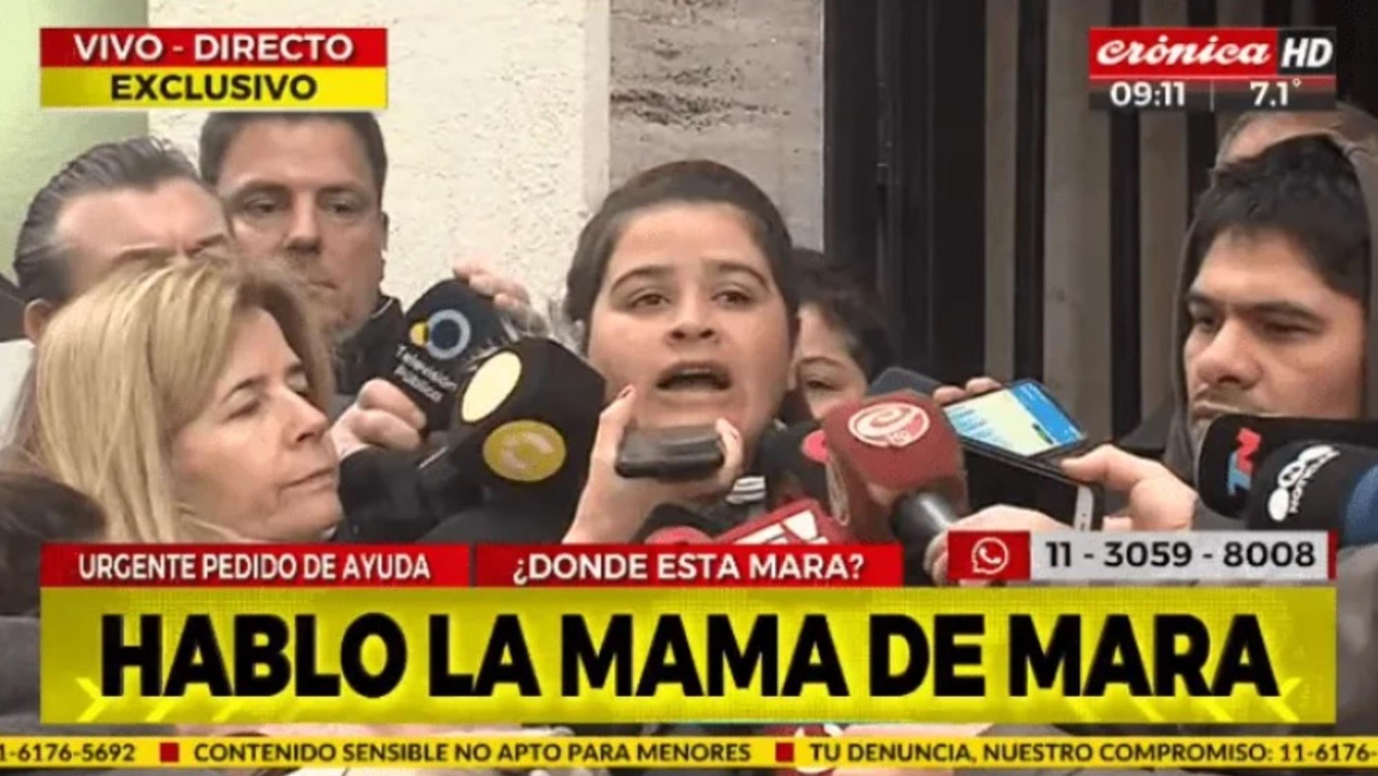 La mamá de la nena desaparecida habló con la prensa durante esta mañana (Crónica HD).