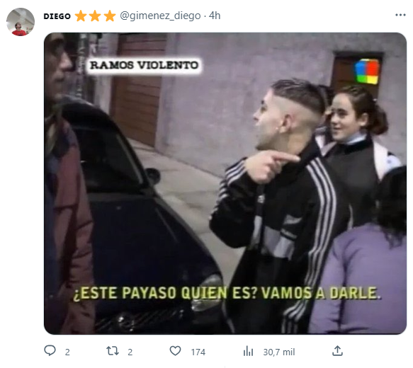 La reacción de los usuarios al ver la 'burla' del streamer hacia Peter Lanzani (Twitter).