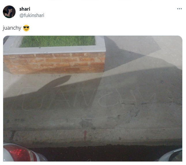 La 'obra' del albañil en el frente de la casa que se volvió viral en las redes (Twitter/@fukinshari).