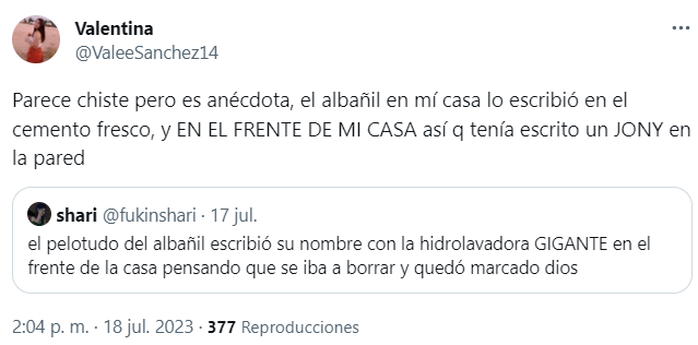 La reacción de los usuarios al momento viral protagonizado por el albañil (Twitter).