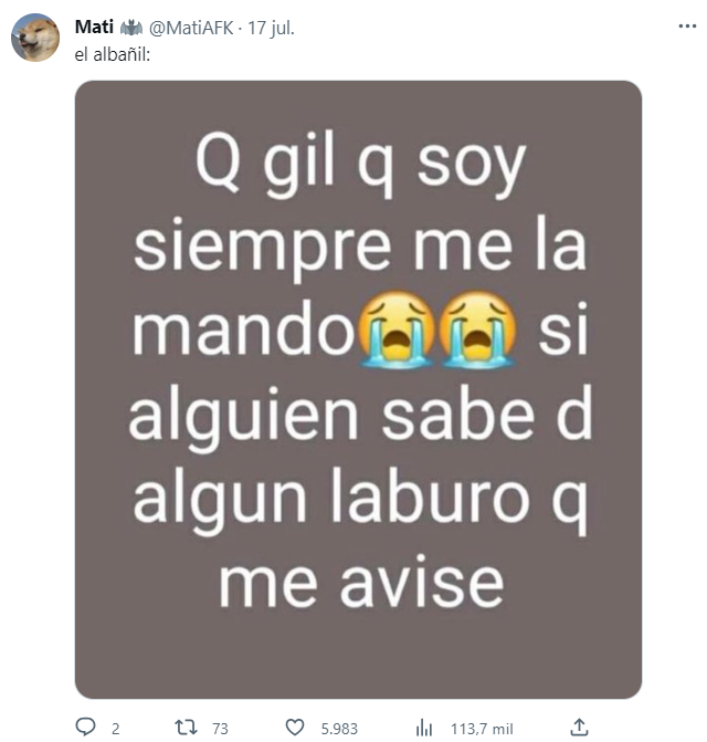 La reacción de los usuarios al momento viral protagonizado por el albañil (Twitter).