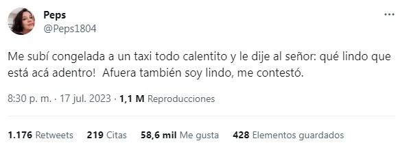 La mujer contó la anécdota con un taxista y rápidamente se volvió viral (Twitter/@Peps1804).