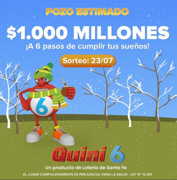 El próximo pozo que sortea el   <a href='https://www.cronica.com.ar/tags/Quini 6'>Quini 6</a> (  <a href='https://www.cronica.com.ar/tags/Lotería de Santa Fe'>Lotería de Santa Fe</a>).