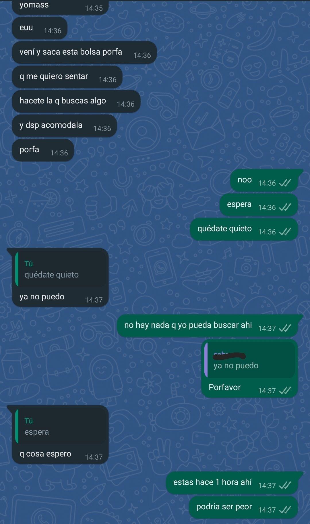 Uno de las capturas del chat que mantuvo la chica con el pibe escondido (Twitter/@lolaoliveraa_).