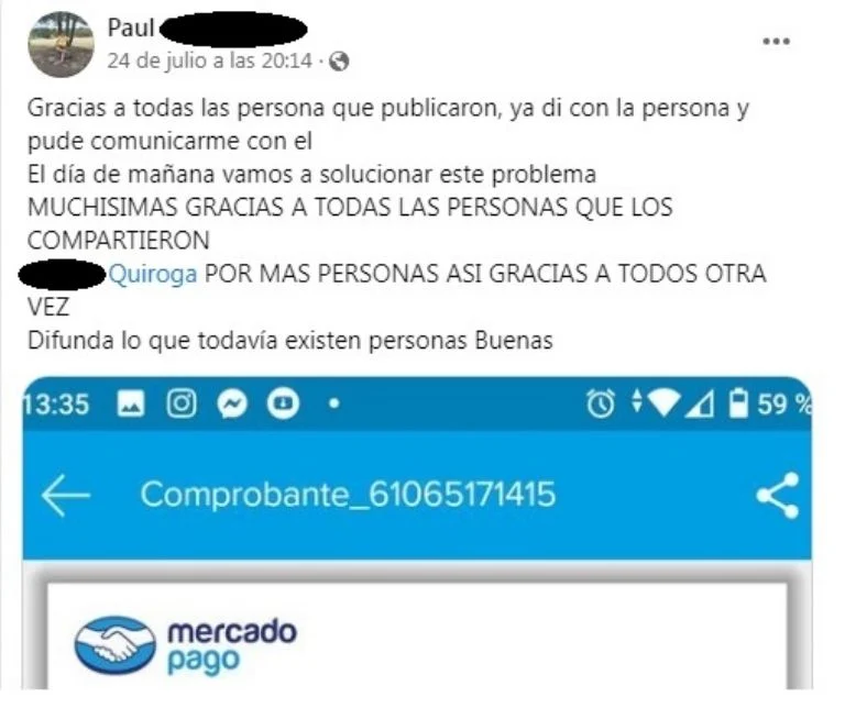 El usuario viral recibió ayuda en Facebook.