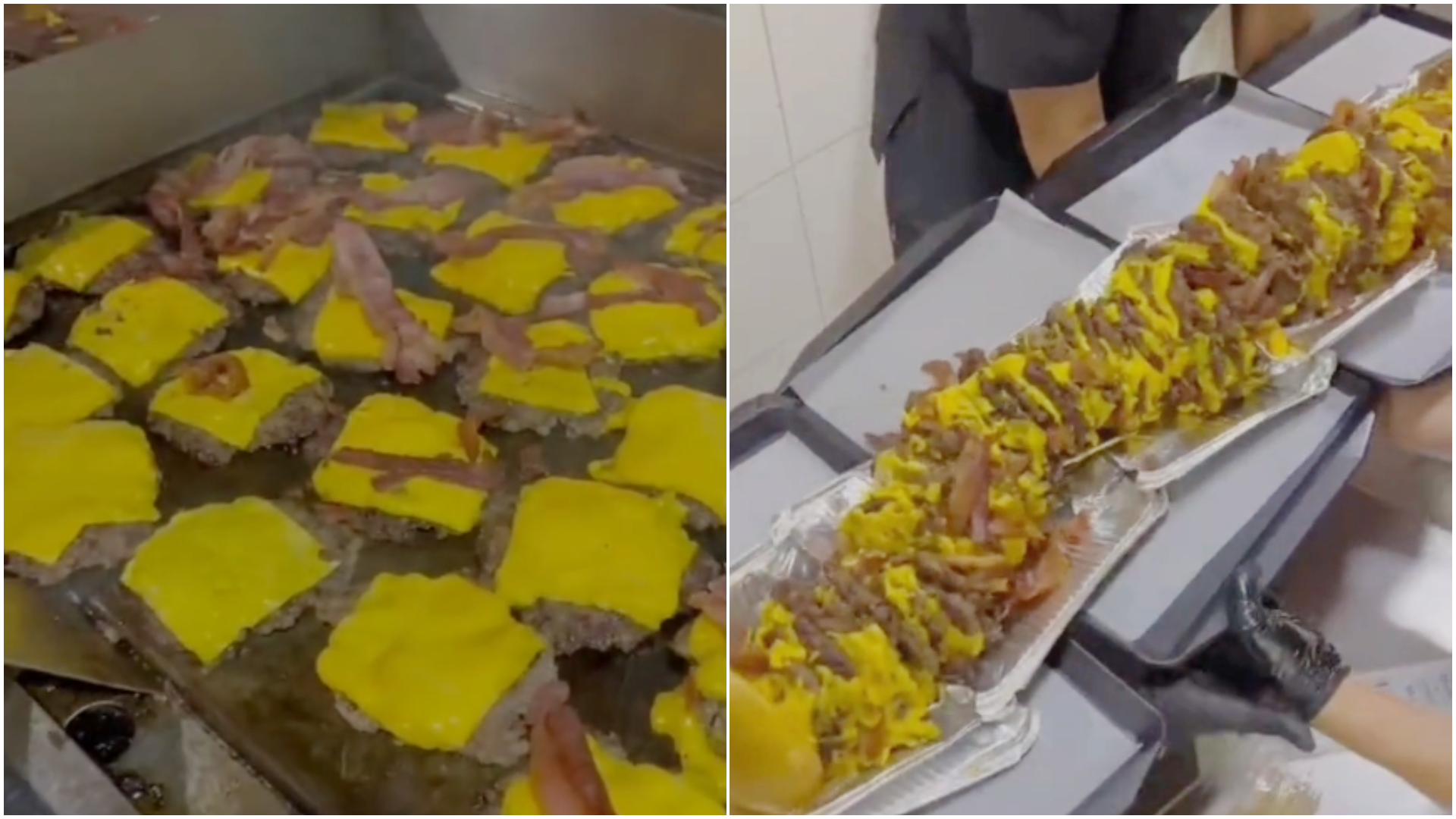 Un grupo de clientes pidió una mega hamburguesa de 80 medallones de carne y el dueño del local mostró en increíble procedimiento para crearla.