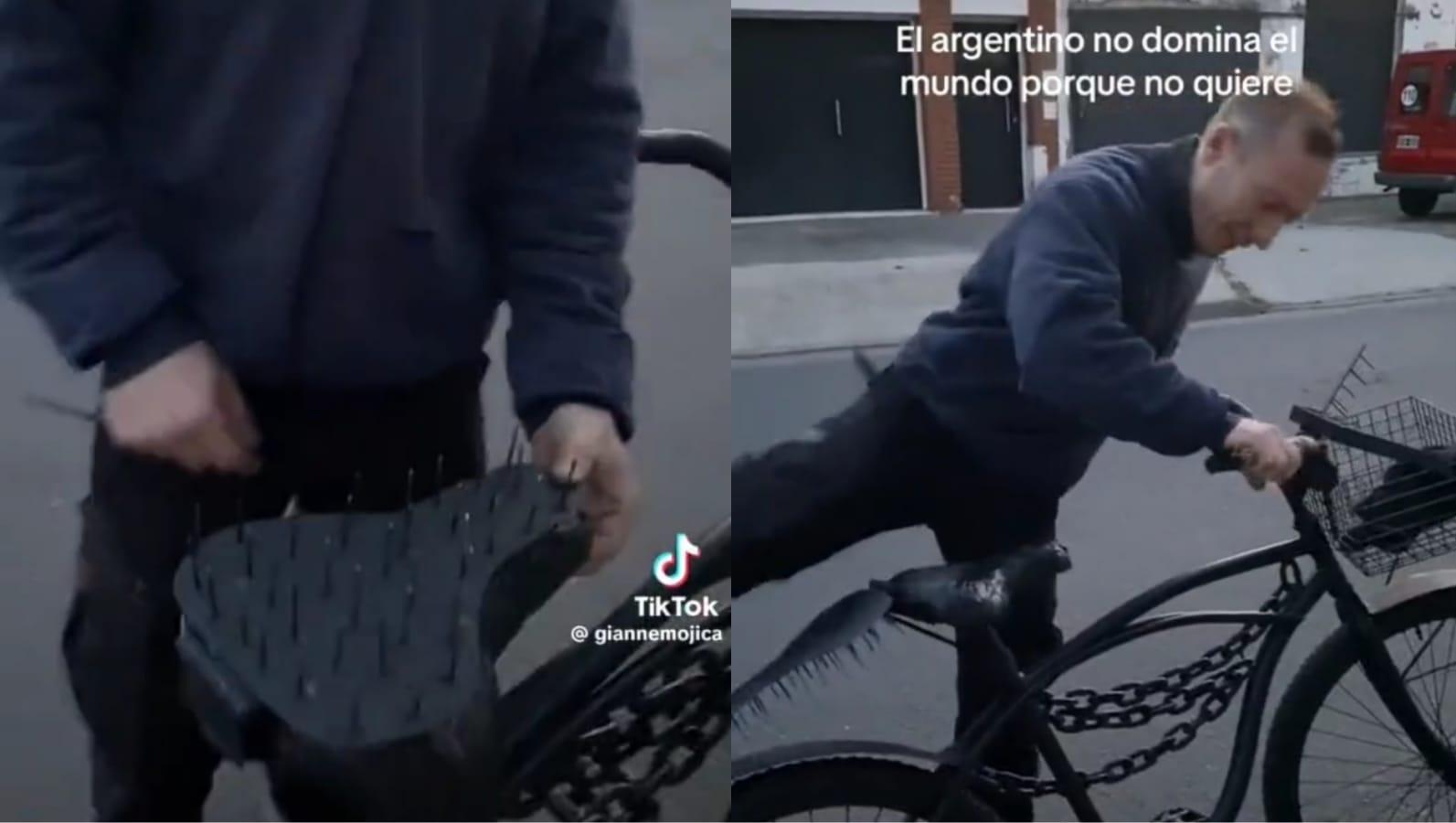 El hombre agregó una tabla con clavos para 'espantar' a los chorros y su innovadora creación se volvió viral (Twitter/@Bobmacoy).