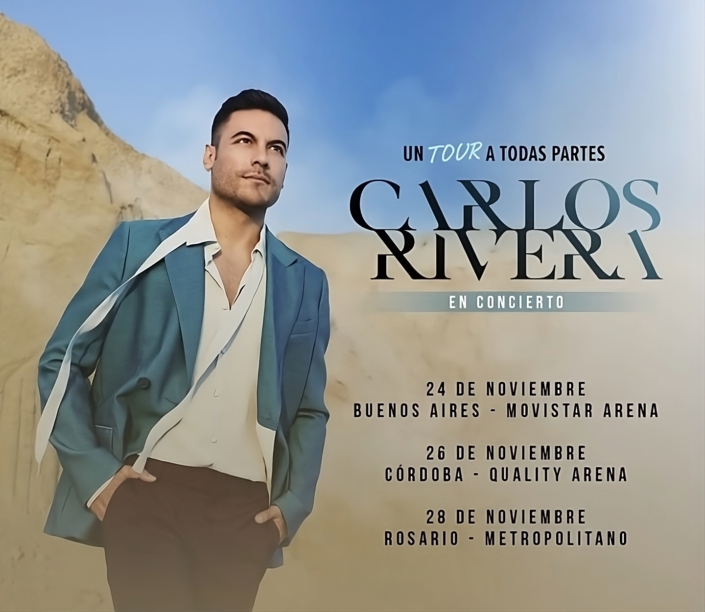 Las fechas en las que Carlos Rivera se presentará en la Argentina.