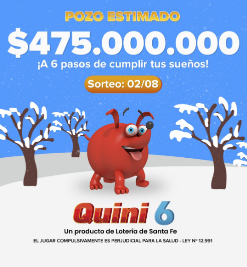 El pozo para el próximo sorteo del   <a href='https://www.cronica.com.ar/tags/Quini 6'>Quini 6</a>.